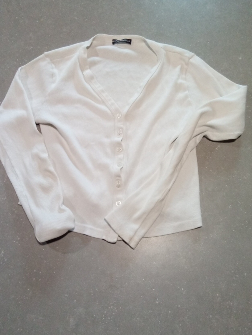 Brandy Melville White V-Neck Button-Front Top